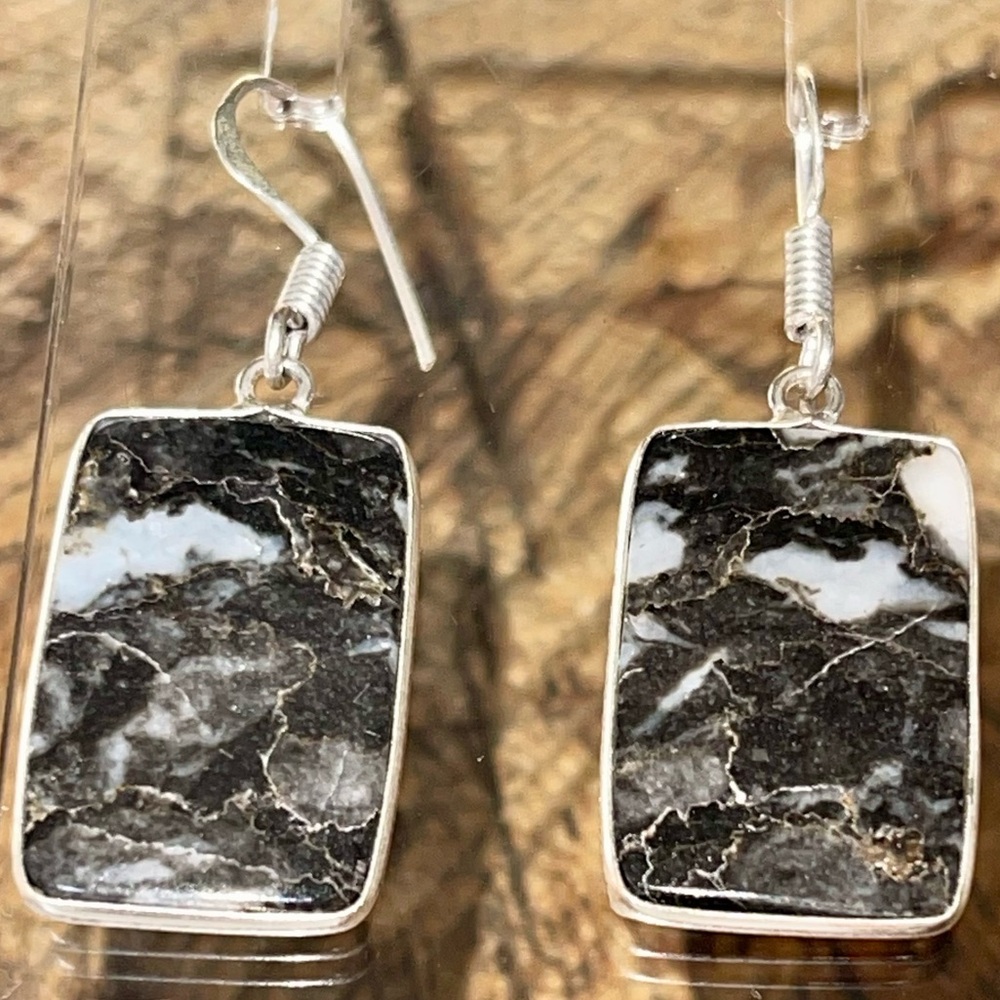 White Buffalo Turquoise Earrings 1 7/8” - Picture 3 of 7
